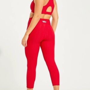 Booty By Brabants BBB Red V Waist Cropped Compression Texture Leggings